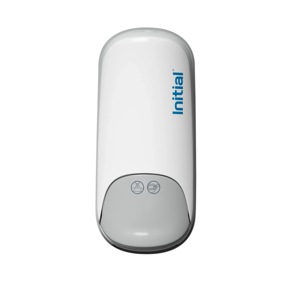 Manual hand sanitiser white front