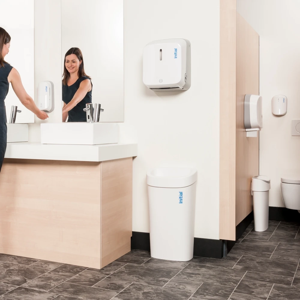 Toilet and-urinal sanitiser white in situ